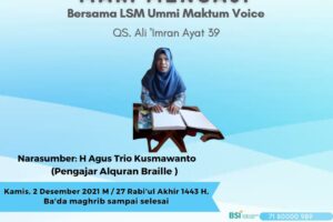 Mari Mengaji Q.S Ali Imran Ayat 39 Bersama LSM Ummi Maktum Voice dan 102,7 MQ FM