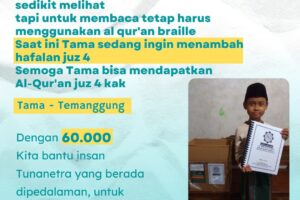 Bantu Insan Tunanetra di Pedalaman Untuk Memiliki Al-Quran Braille