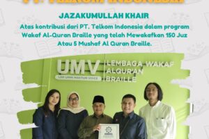 Sinergi Kebaikan Bersama PT. Telkom Indonesia dalam Program Wakaf Al Quran Braille